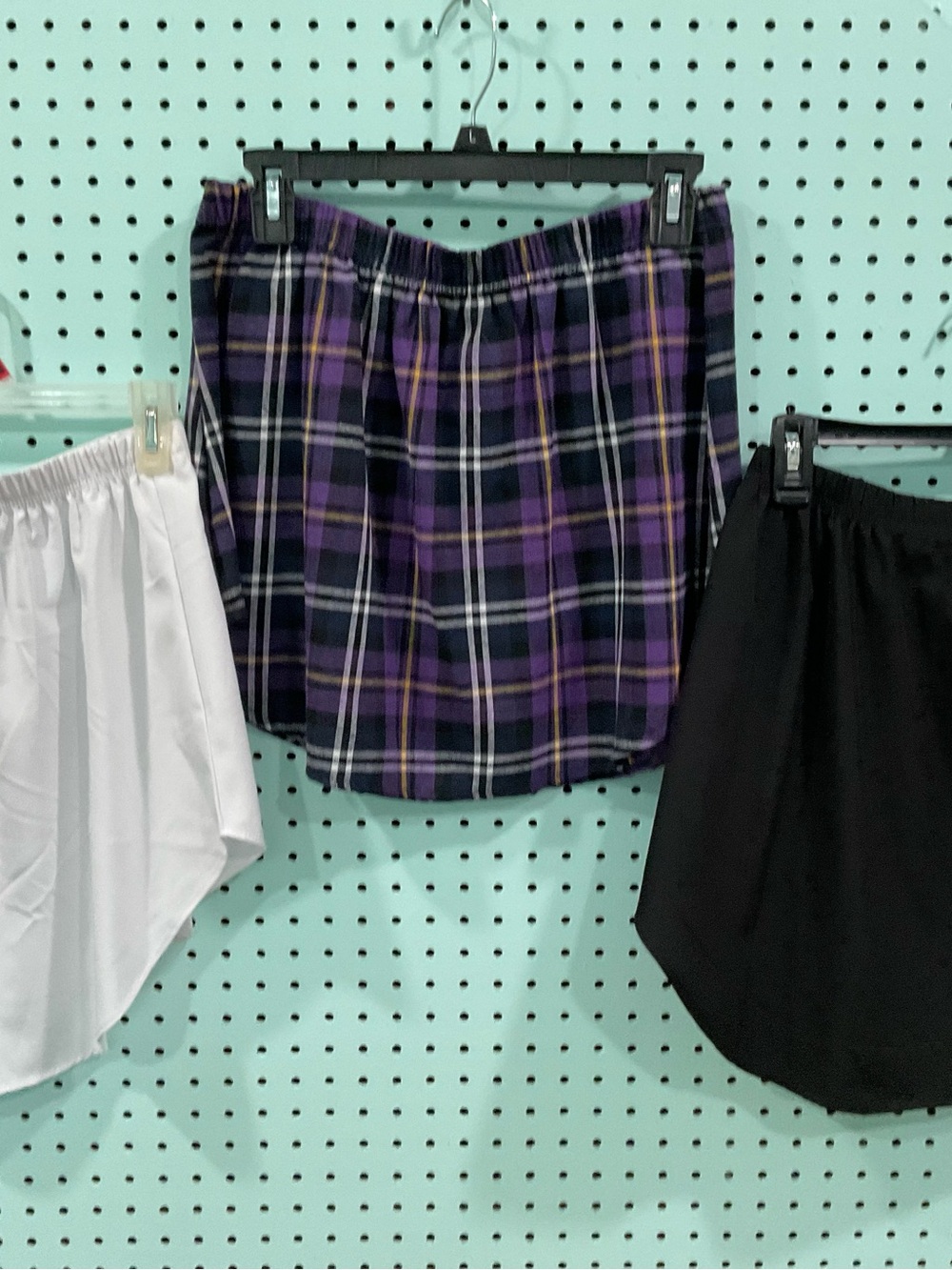 Plaid Purple Black and White shirt extensions set of three